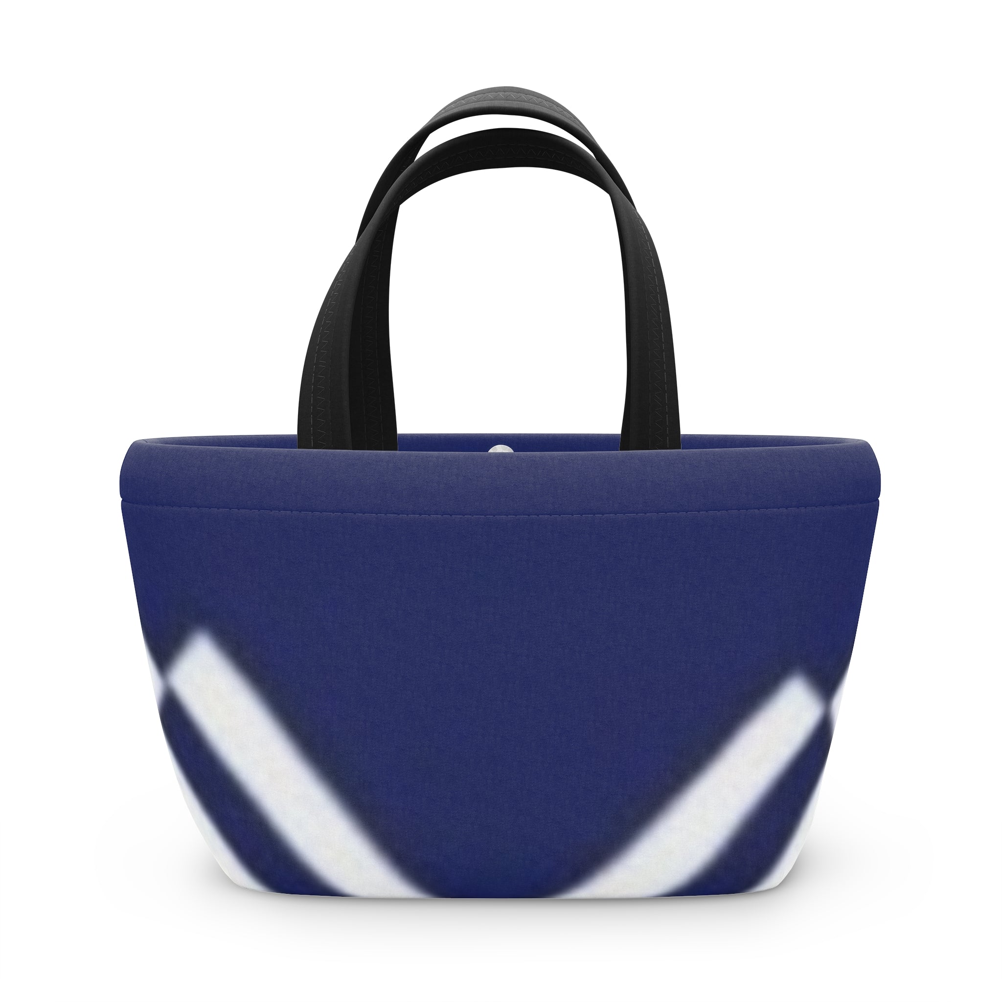 Navy Chevron Insulated Lunch Bag — Compact Tote for Work & School