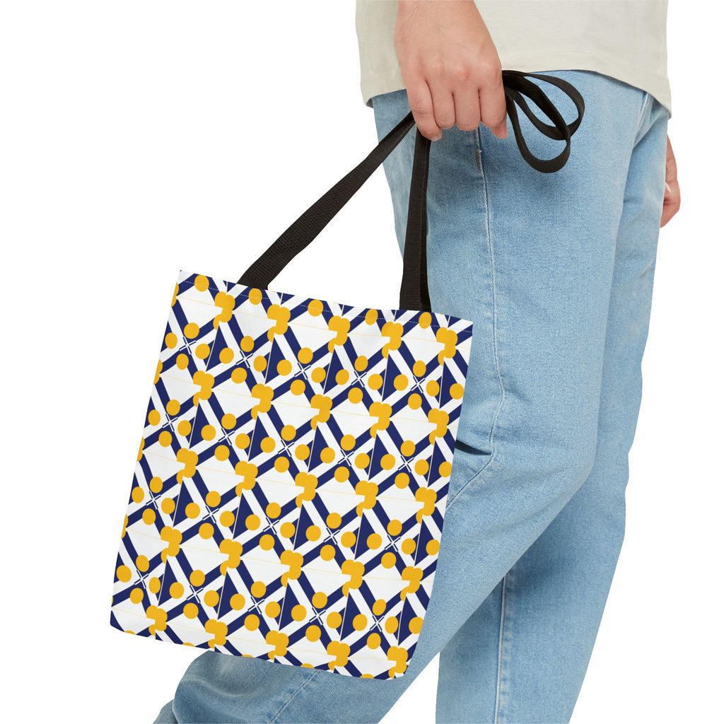 XT9 Yellow & Navy Pattern Tote Bag