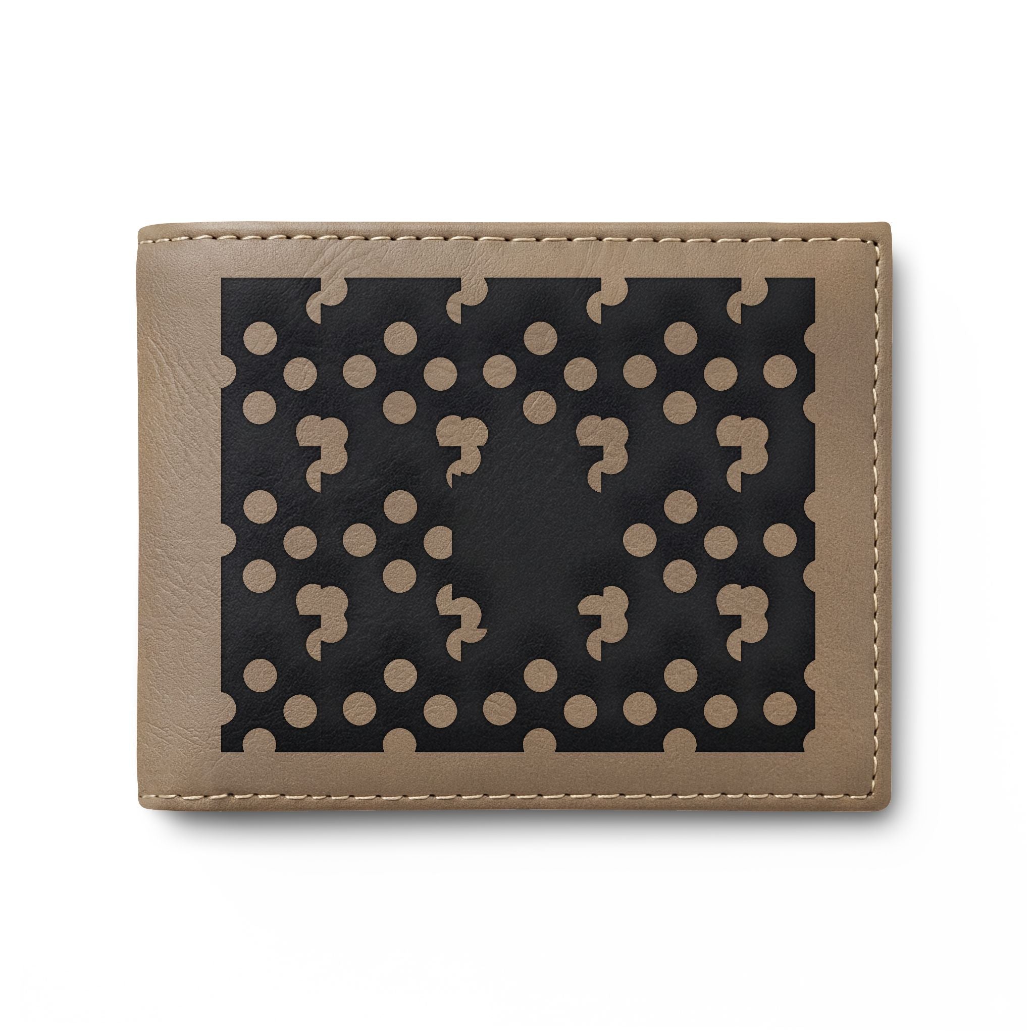 Laser-Cut Pattern Bi-Fold Wallet with Flip