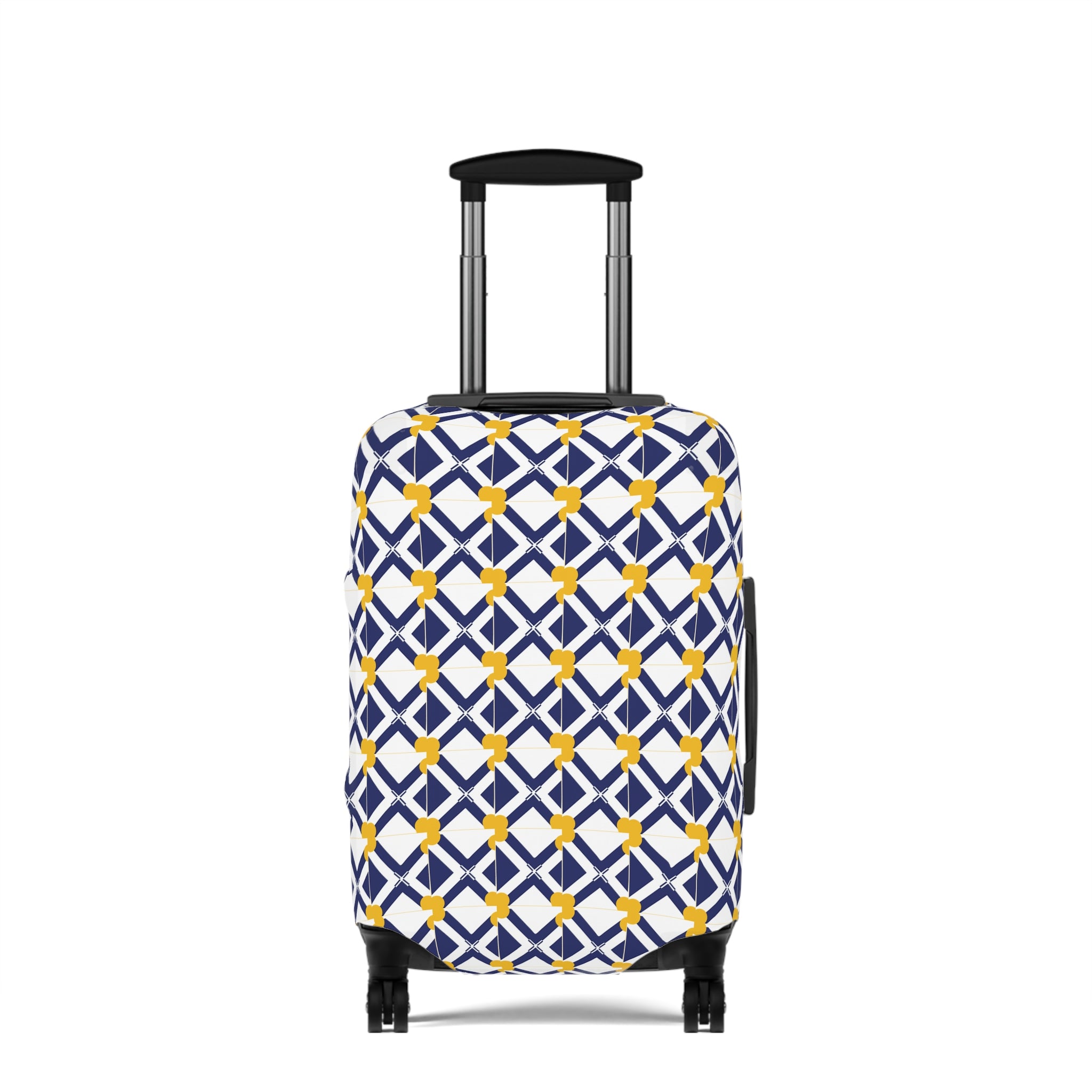 XT9 Navy & Yellow Luggage Cover – Modern Tile Pattern Travel Protector