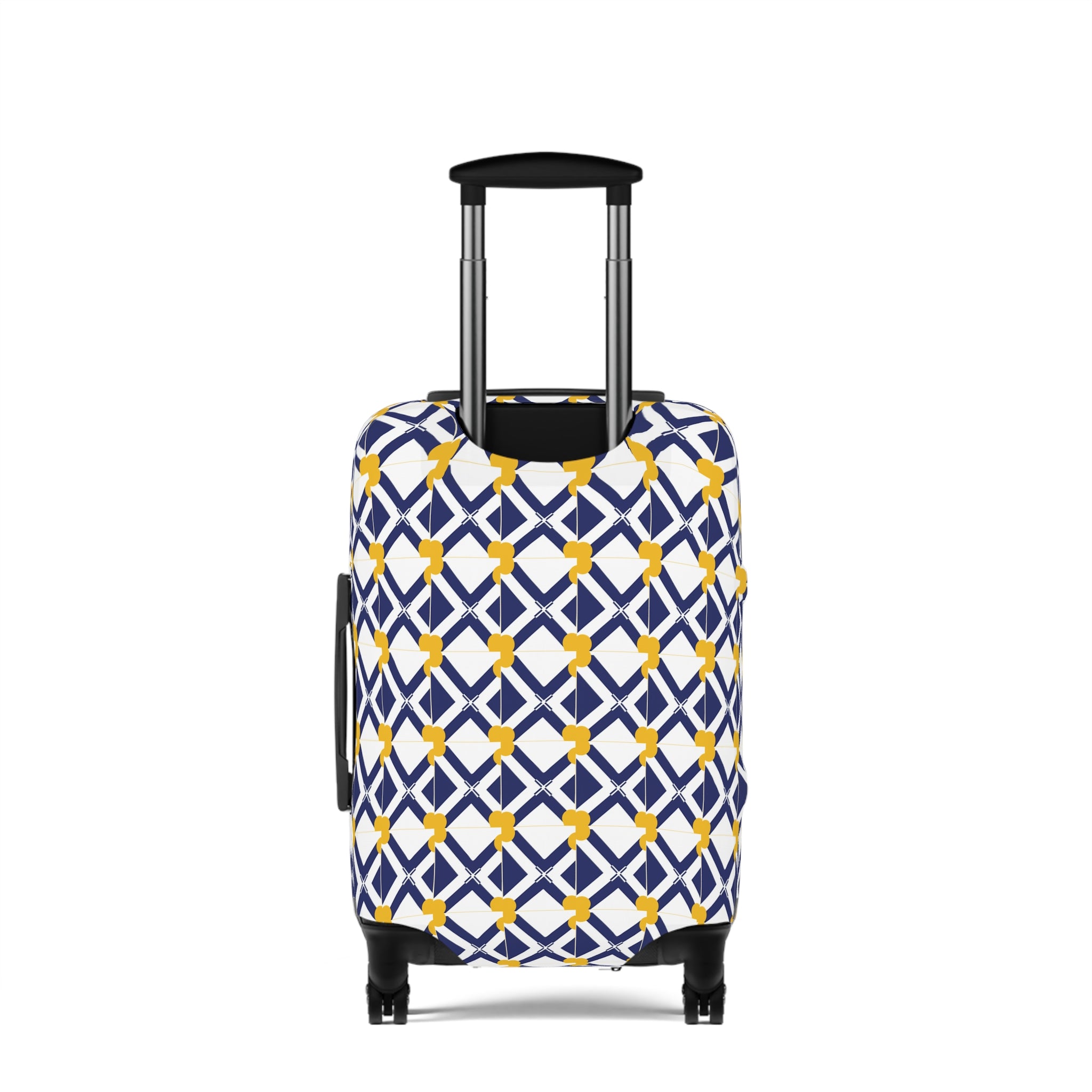 XT9 Navy & Yellow Luggage Cover – Modern Tile Pattern Travel Protector