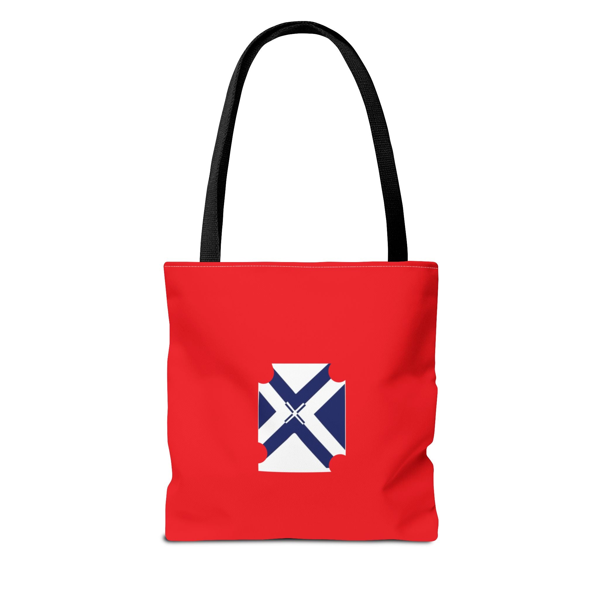 Red State Outline Tote Bag with Navy Saltire Design