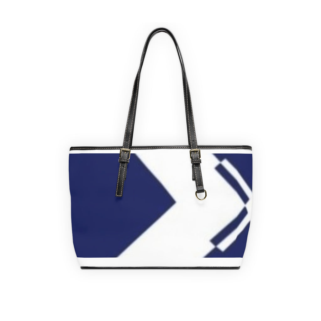Navy Arrow PU Leather Shoulder Bag – Modern Geometric Tote