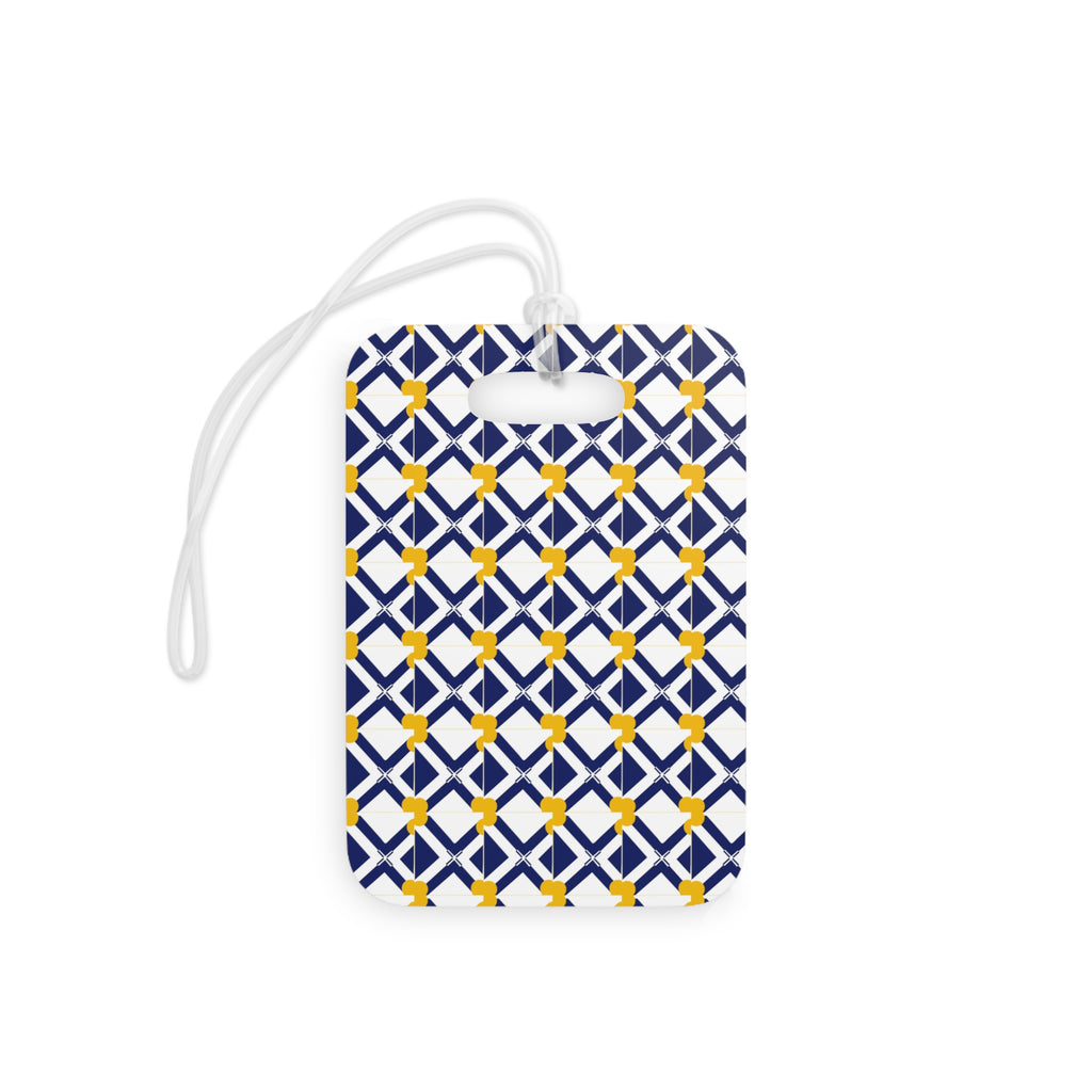 Geometric Navy & Gold Luggage Tag — Modern Travel ID