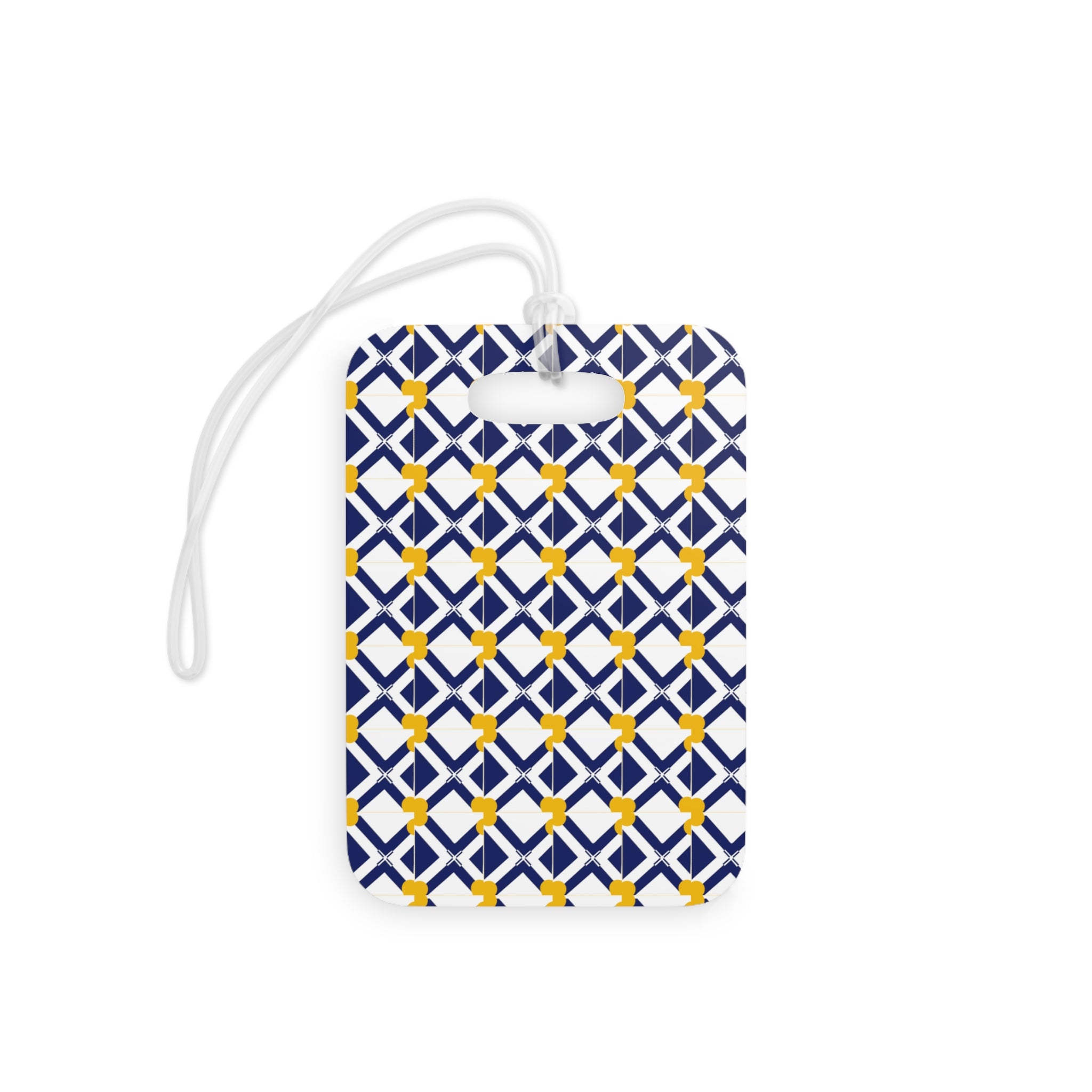 Geometric Navy & Gold Luggage Tag — Modern Travel ID