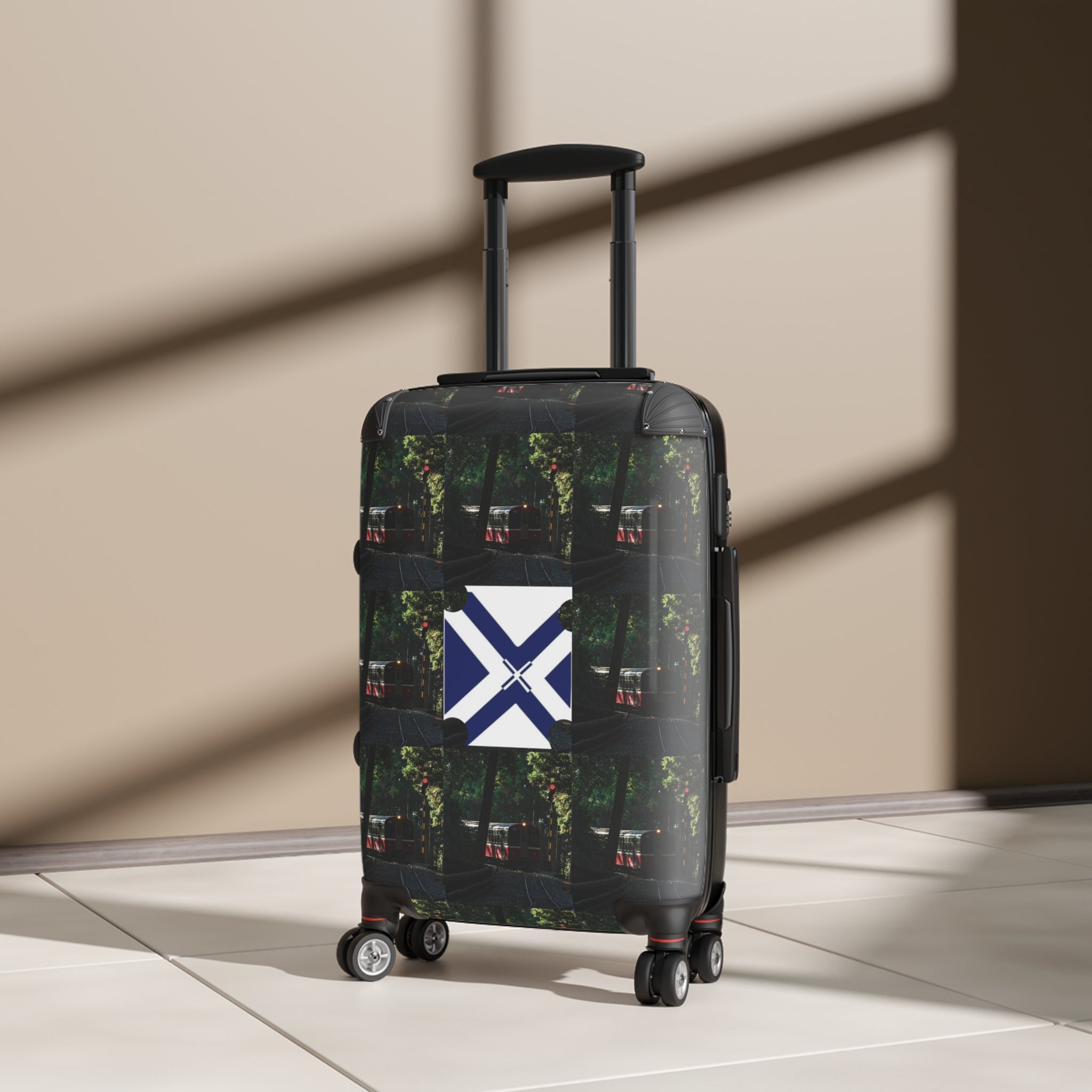 Travel Suitcase with Nautical Flag Accent — Durable Carry-On Luggage