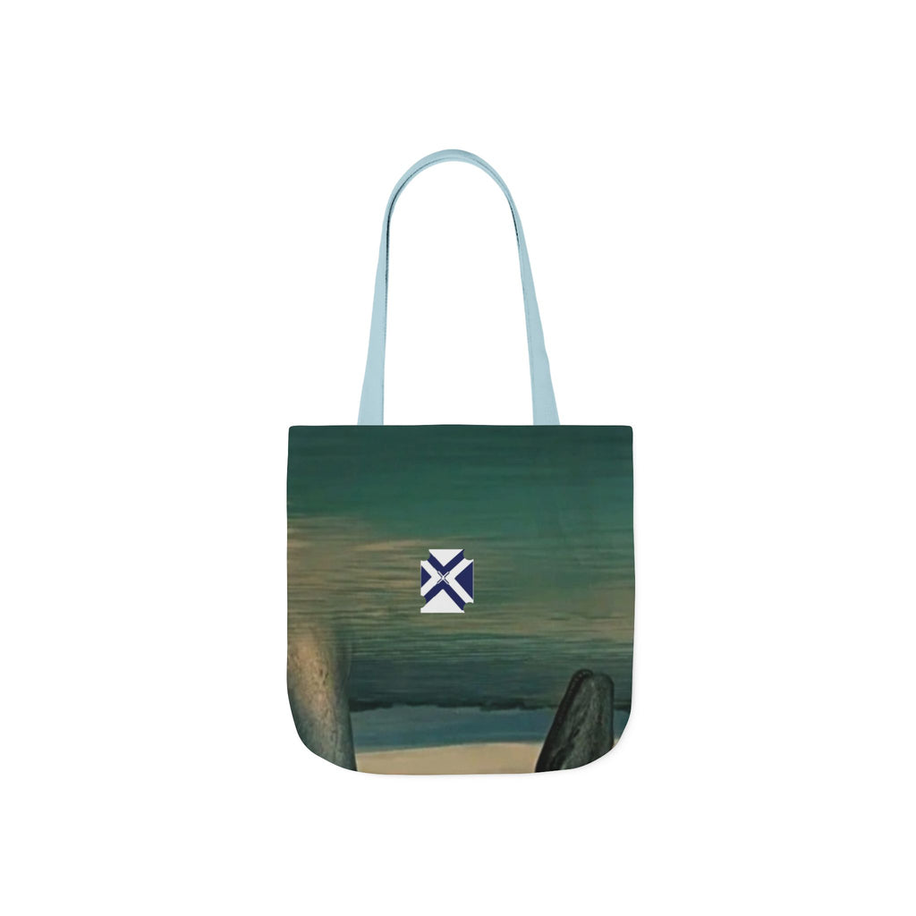 Scenic Arch Tote Bag — Coastal Sunset Canvas Tote with Nautical Emblem