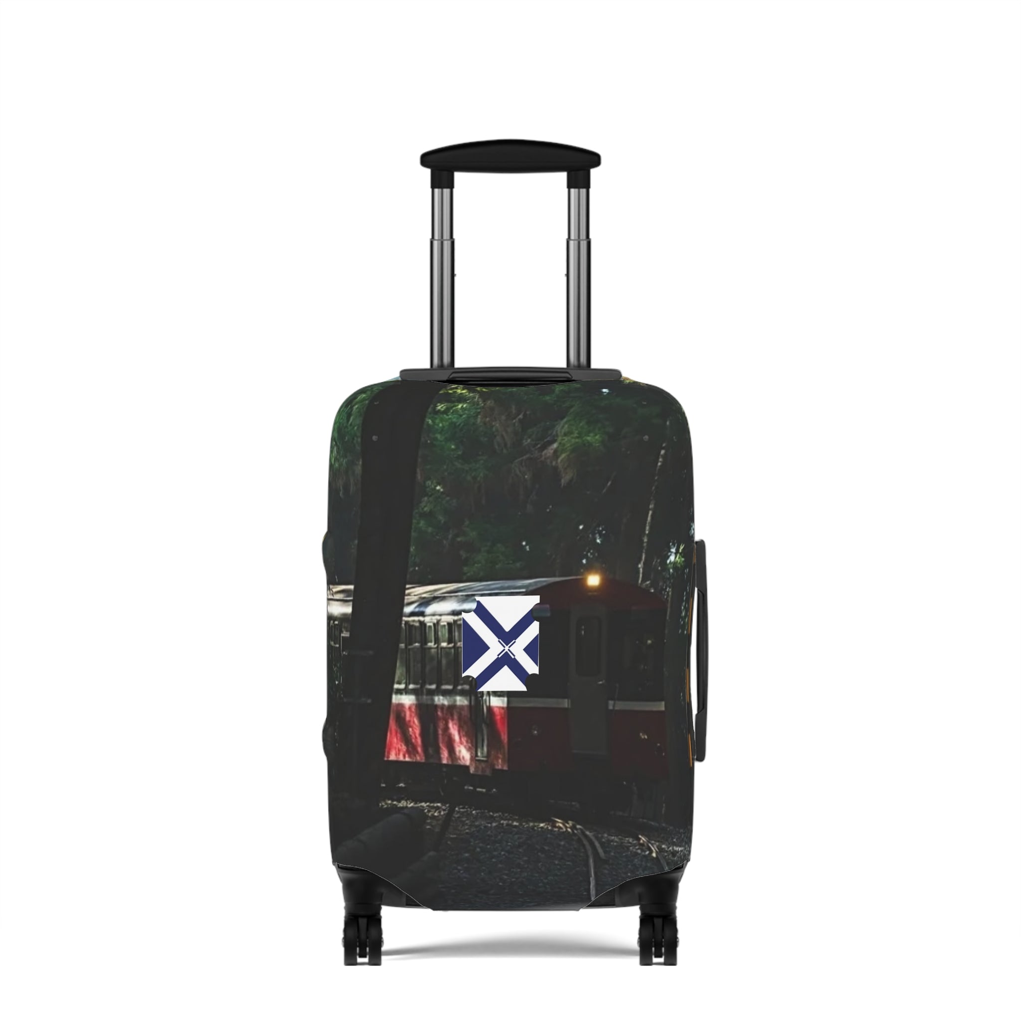 Travel Luggage Cover — Scenic Train & River Landscape Protective Sleeve