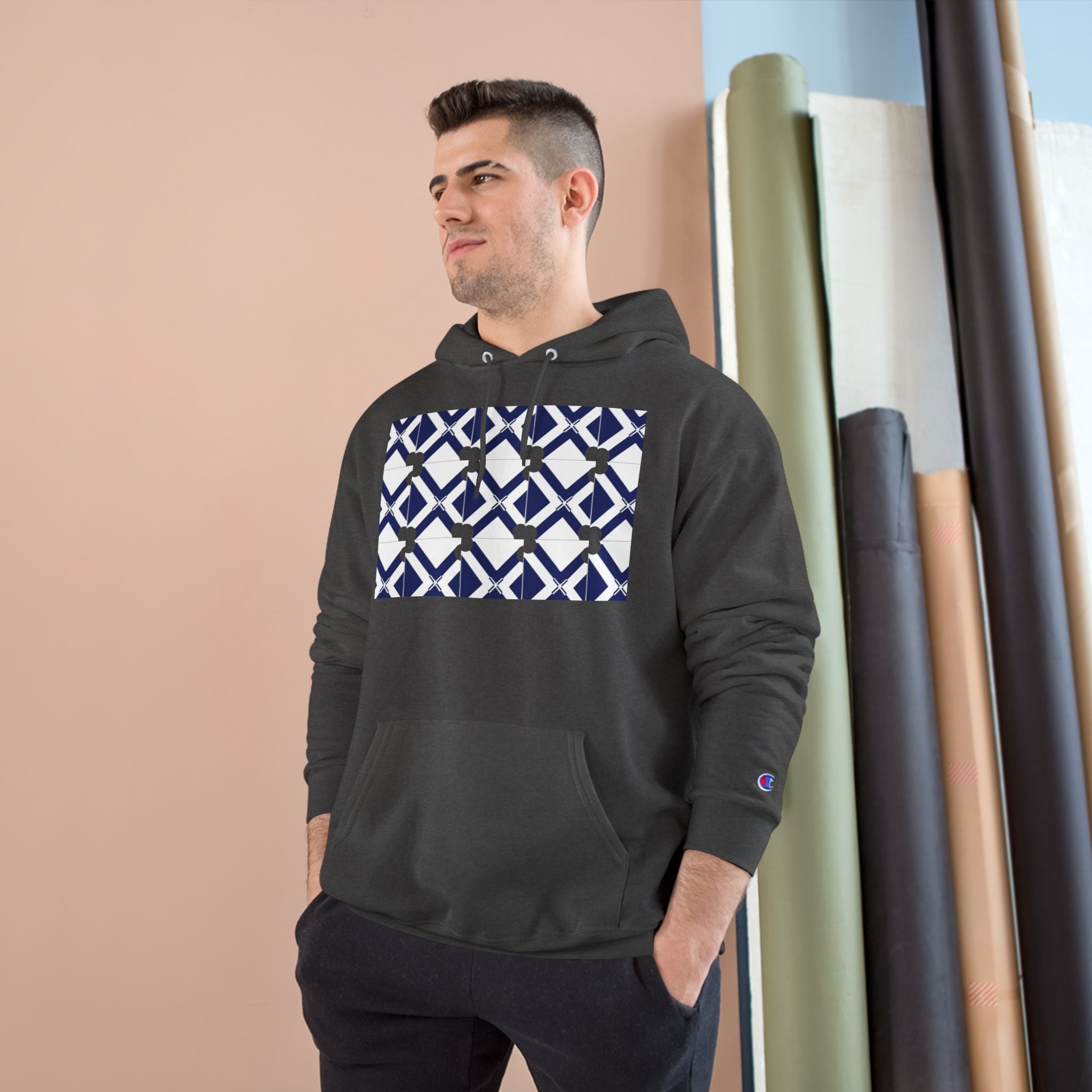 Geometric Navy Tile Hoodie