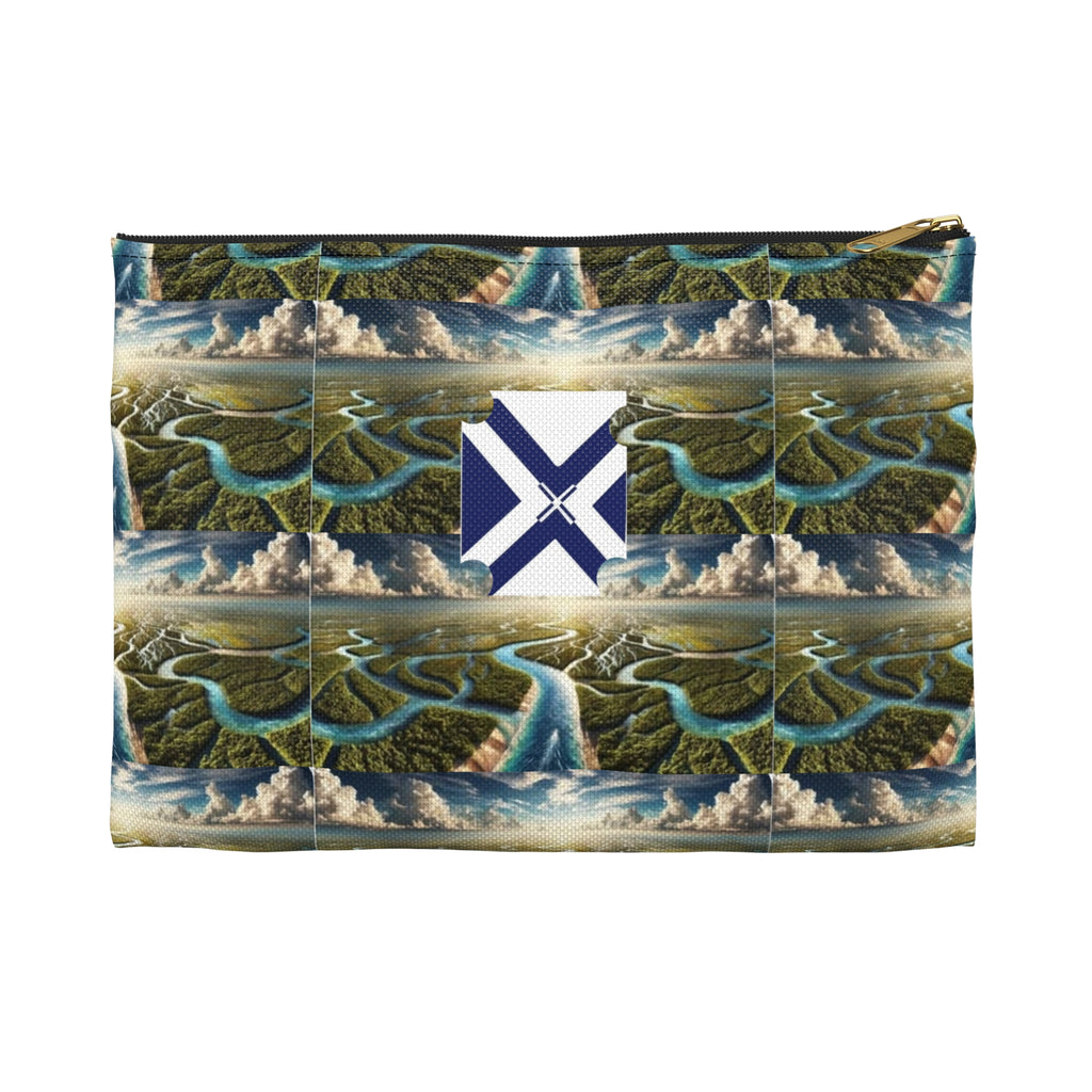 Island Waterfall Pattern Accessory Pouch — Nautical Crest Travel Cosmetic Bag
