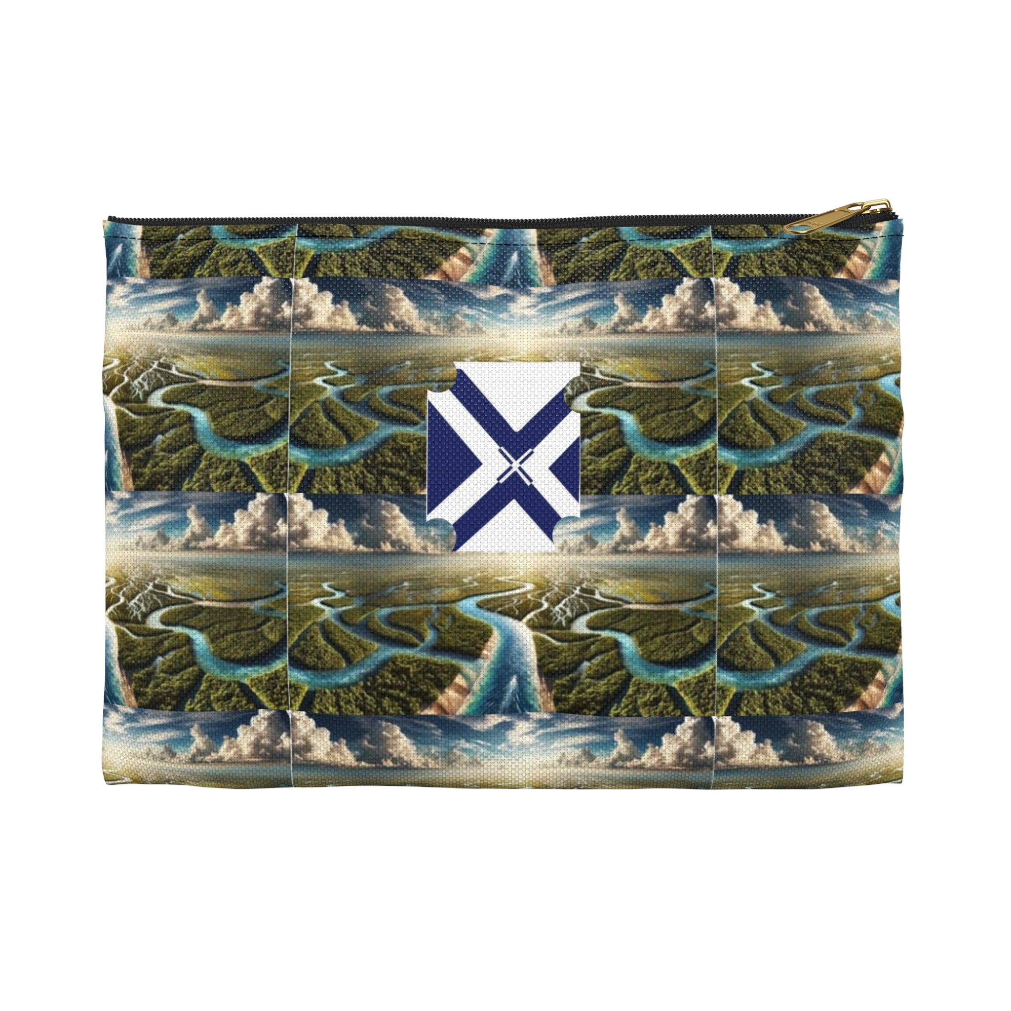 Island Waterfall Pattern Accessory Pouch — Nautical Crest Travel Cosmetic Bag