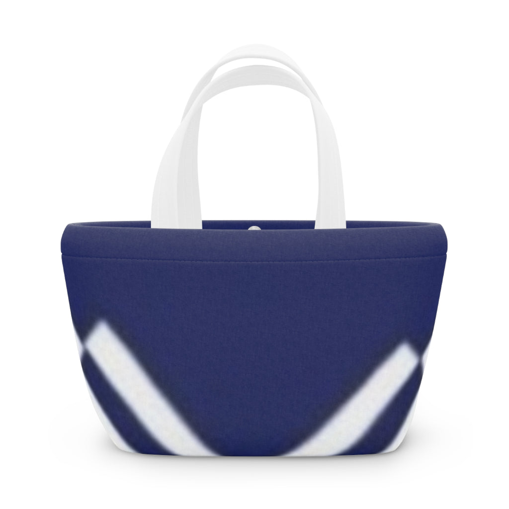 Navy Chevron Insulated Lunch Bag — Compact Tote for Work & School