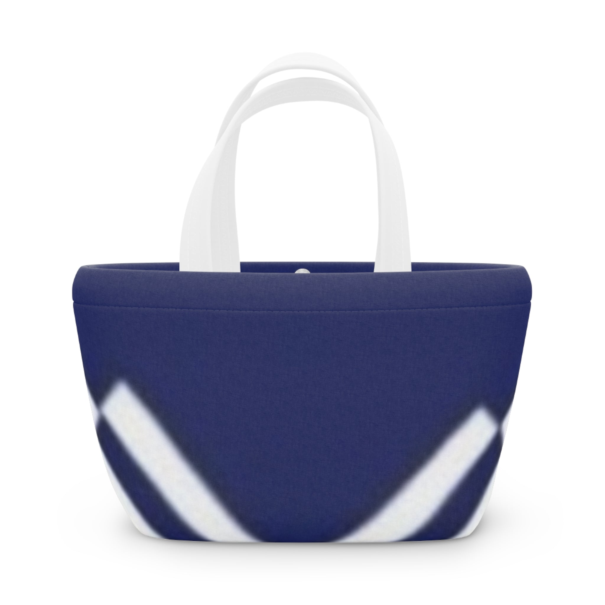 Navy Chevron Insulated Lunch Bag — Compact Tote for Work & School