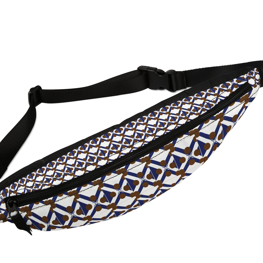 XT9 Mosaic Fanny Pack — Blue & Brown Patterned Waist Bag
