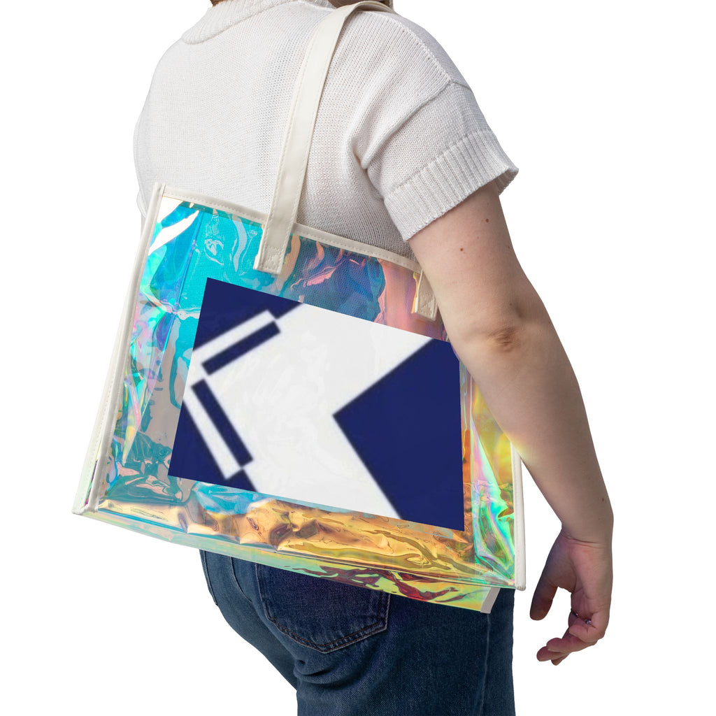 Holographic Beach Tote Bag — Iridescent Clear Pool & Swim Beach Bag