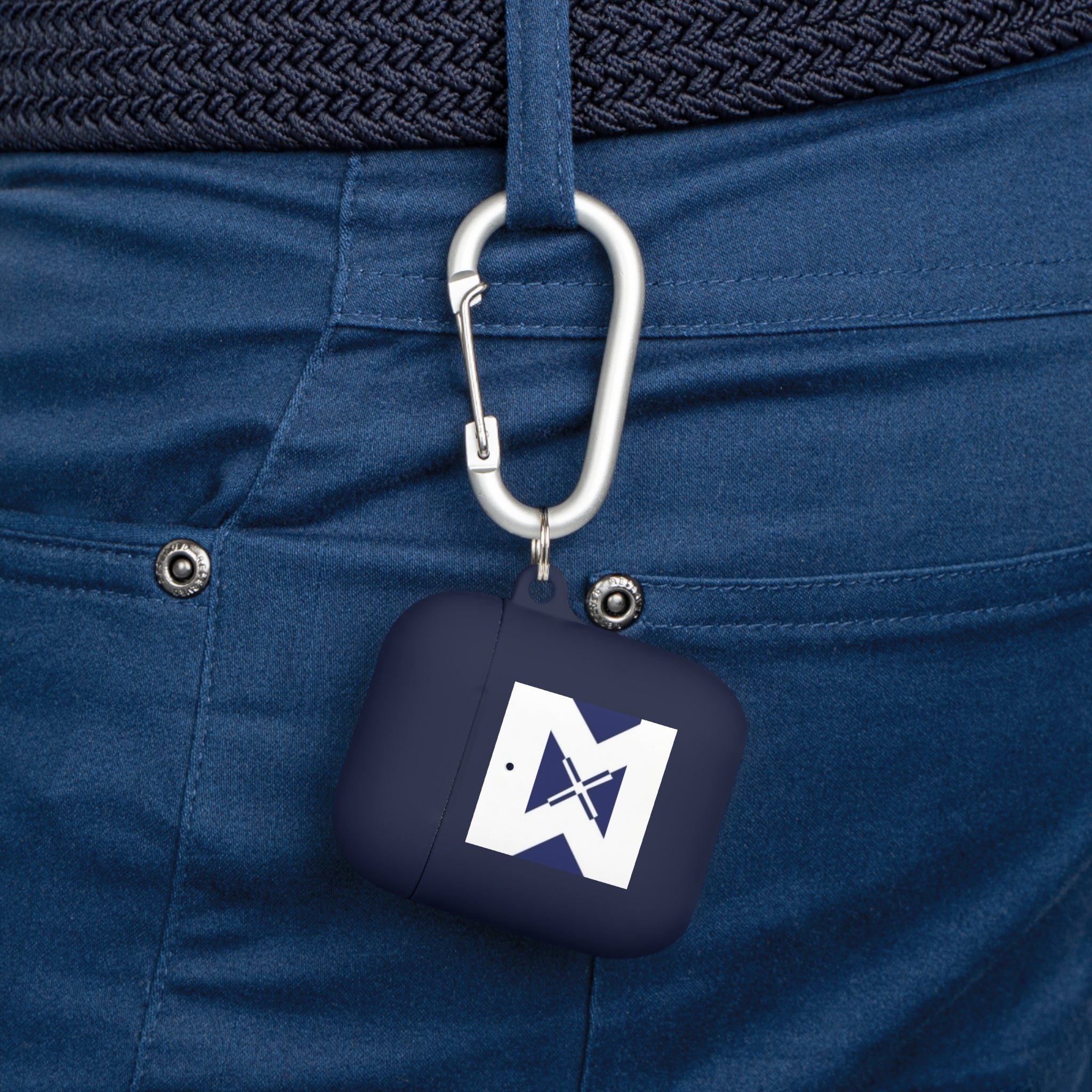 Xt3 AirPods Case — Minimal Navy Geometric Hourglass Design