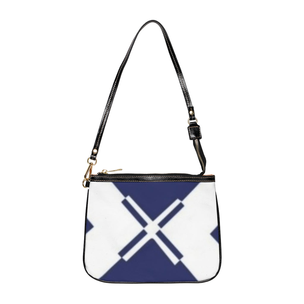 Navy Geo Cross Small Shoulder Bag — Minimalist Everyday Purse