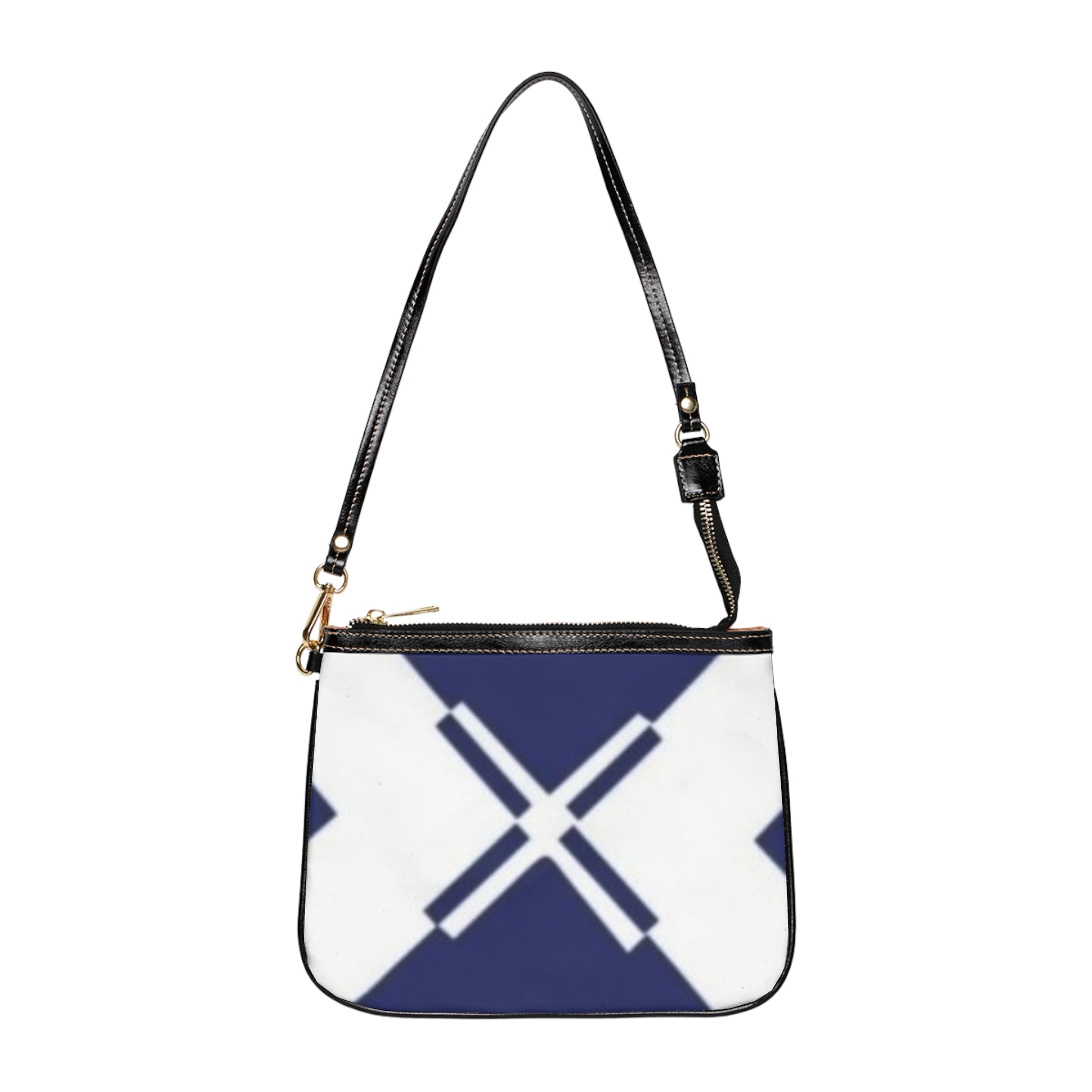 Navy Geo Cross Small Shoulder Bag — Minimalist Everyday Purse