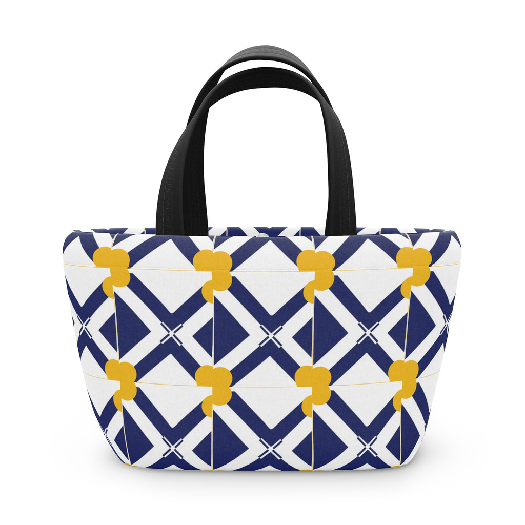 XT8 Geometric Navy & Mustard Lunch Bag