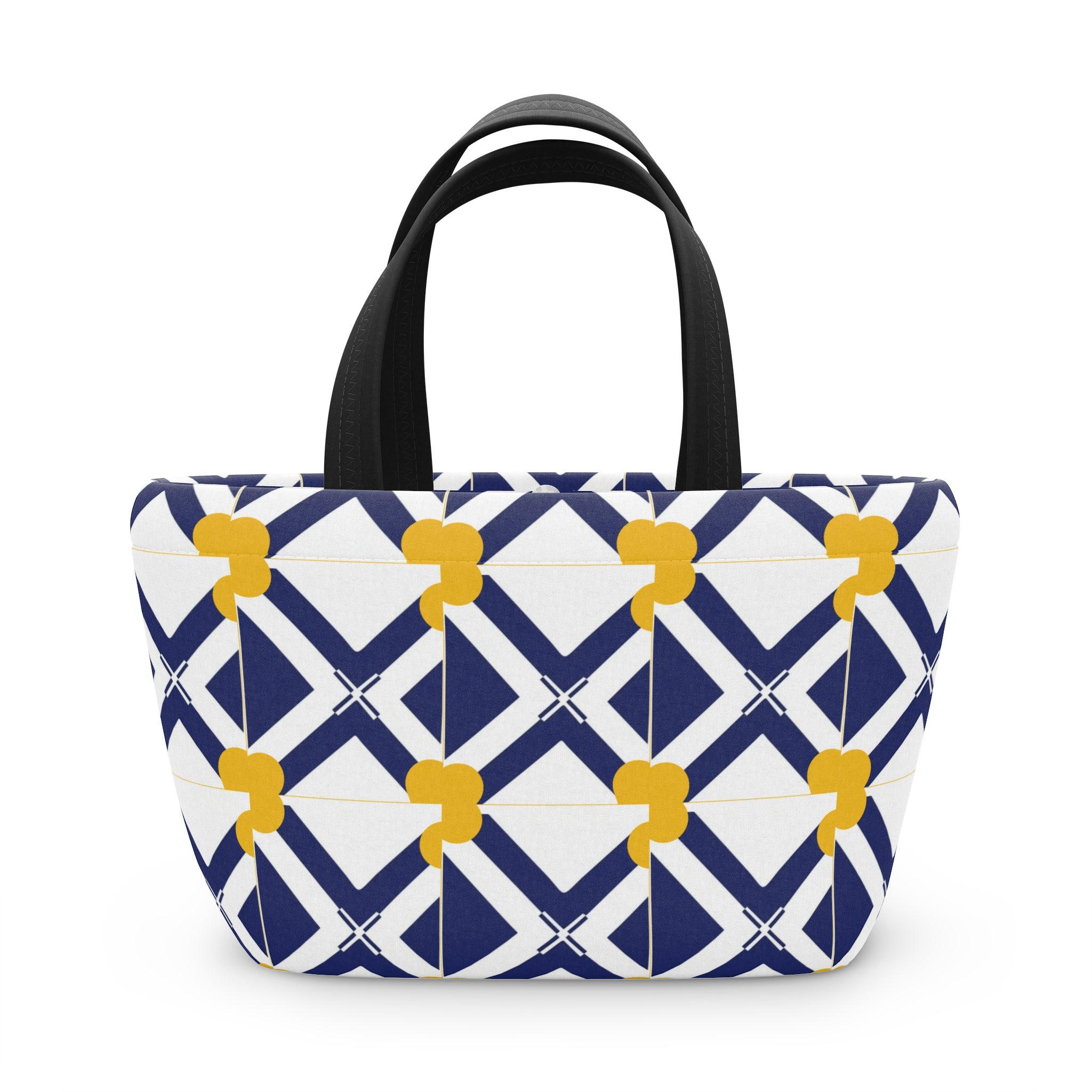 XT8 Geometric Navy & Mustard Lunch Bag