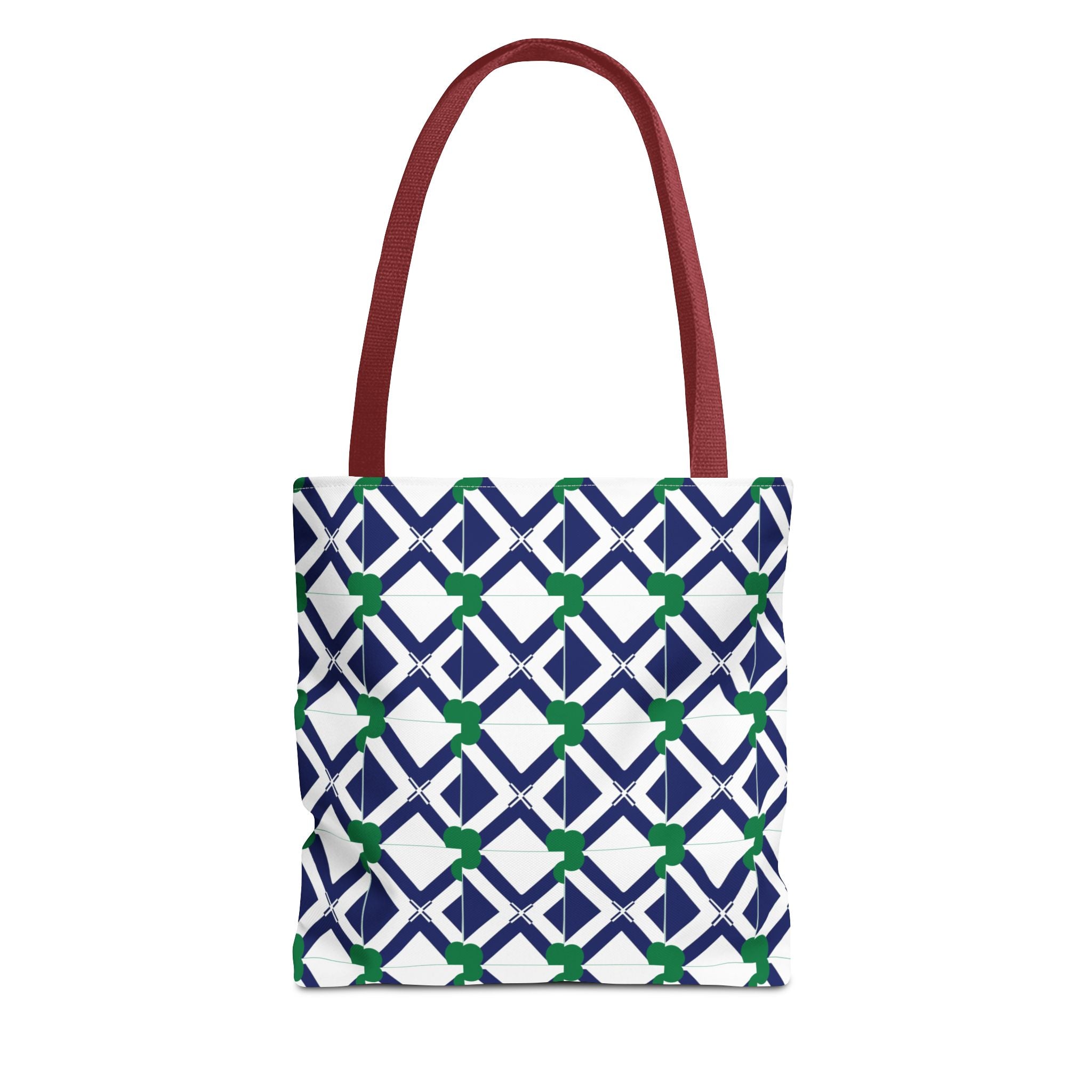 Geometric Navy & Green Lattice Tote Bag