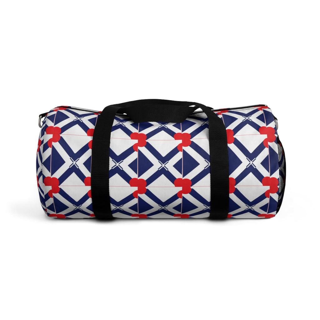 XT8 Nautical Lattice Duffel Bag – Red & Navy Geometric Travel Bag