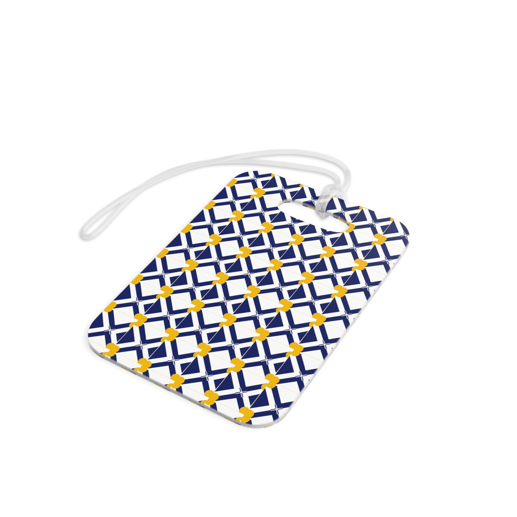 Geometric Navy & Gold Luggage Tag — Modern Travel ID