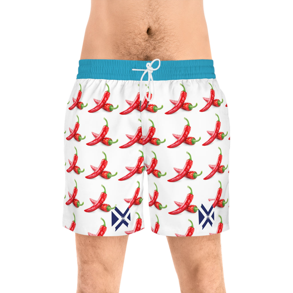 Chili Pepper Print Swim Shorts — Men's Beach Trunks