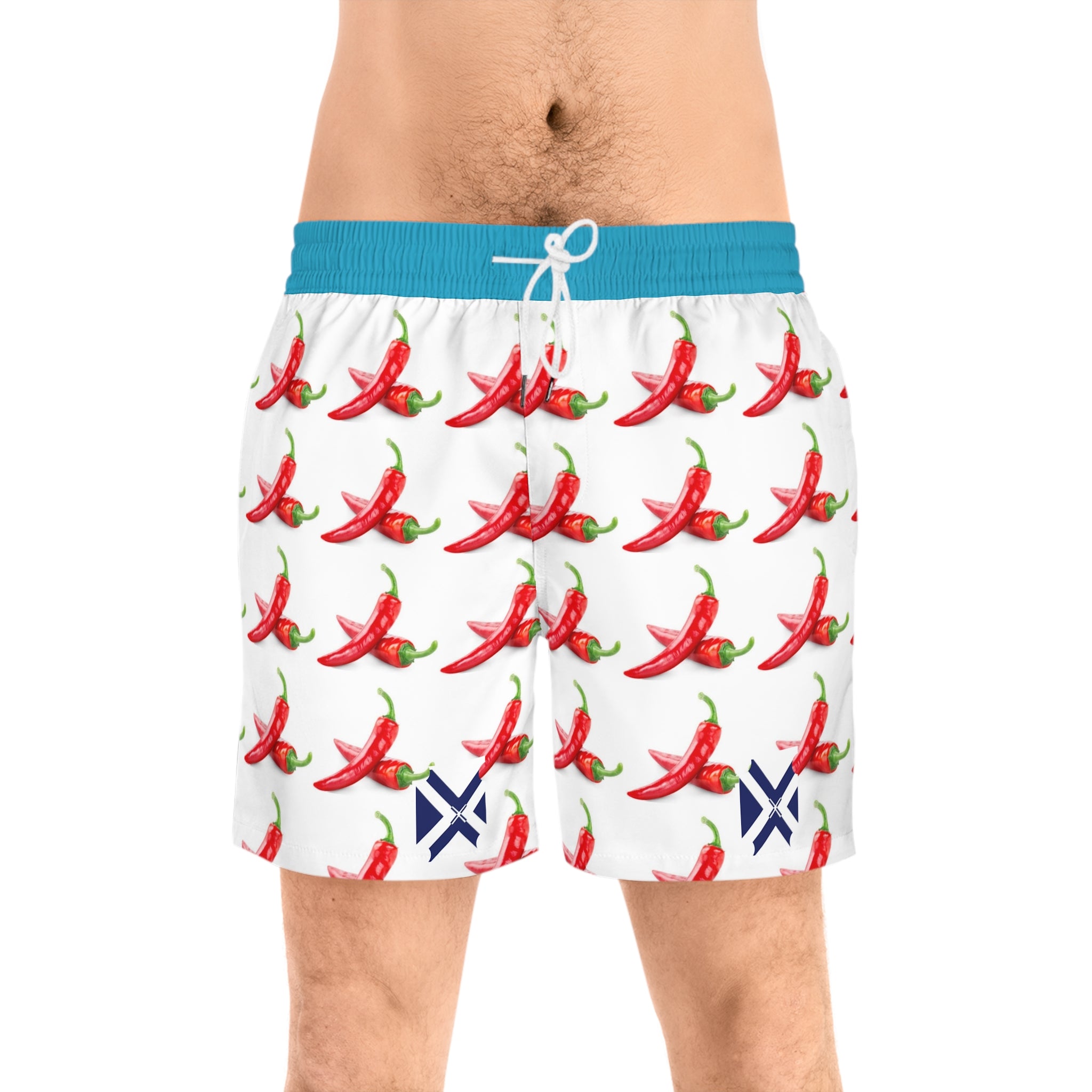 Chili Pepper Print Swim Shorts — Men's Beach Trunks