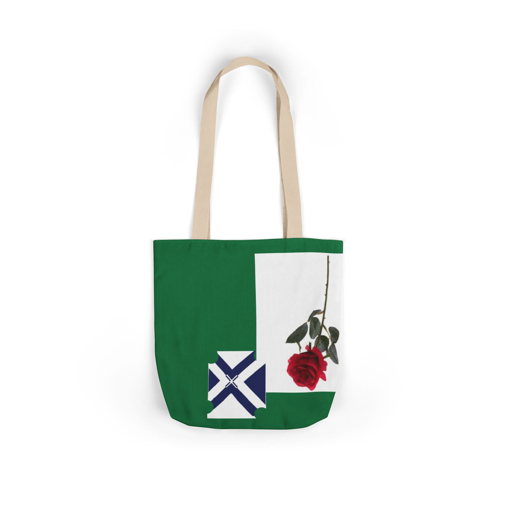 XT Rose Canvas Tote Bag — Floral Rose Design with Colored Straps