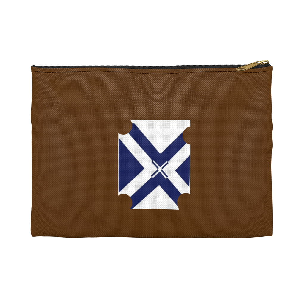 XT7 Brown Accessory Pouch with Blue Saltire Crest — Travel Organizer Toiletry Bag