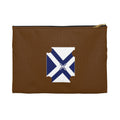 XT7 Brown Accessory Pouch with Blue Saltire Crest — Travel Organizer Toiletry Bag