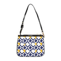 XT8 Navy & Mustard Small Shoulder Bag — Modern Lattice Print