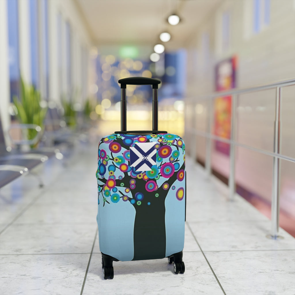 Colorful Tree Luggage Cover — Floral Burst Travel Protector