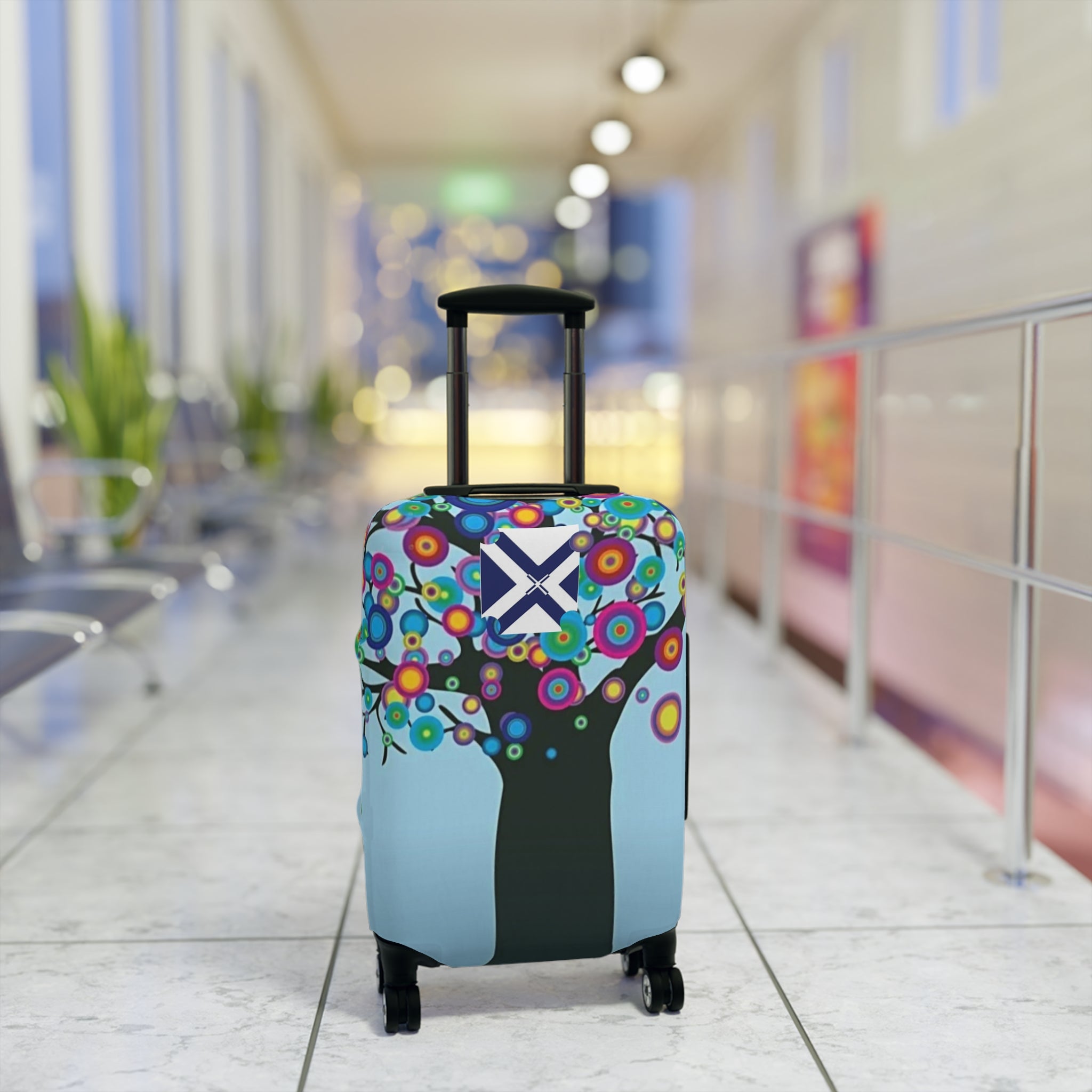 Colorful Tree Luggage Cover — Floral Burst Travel Protector