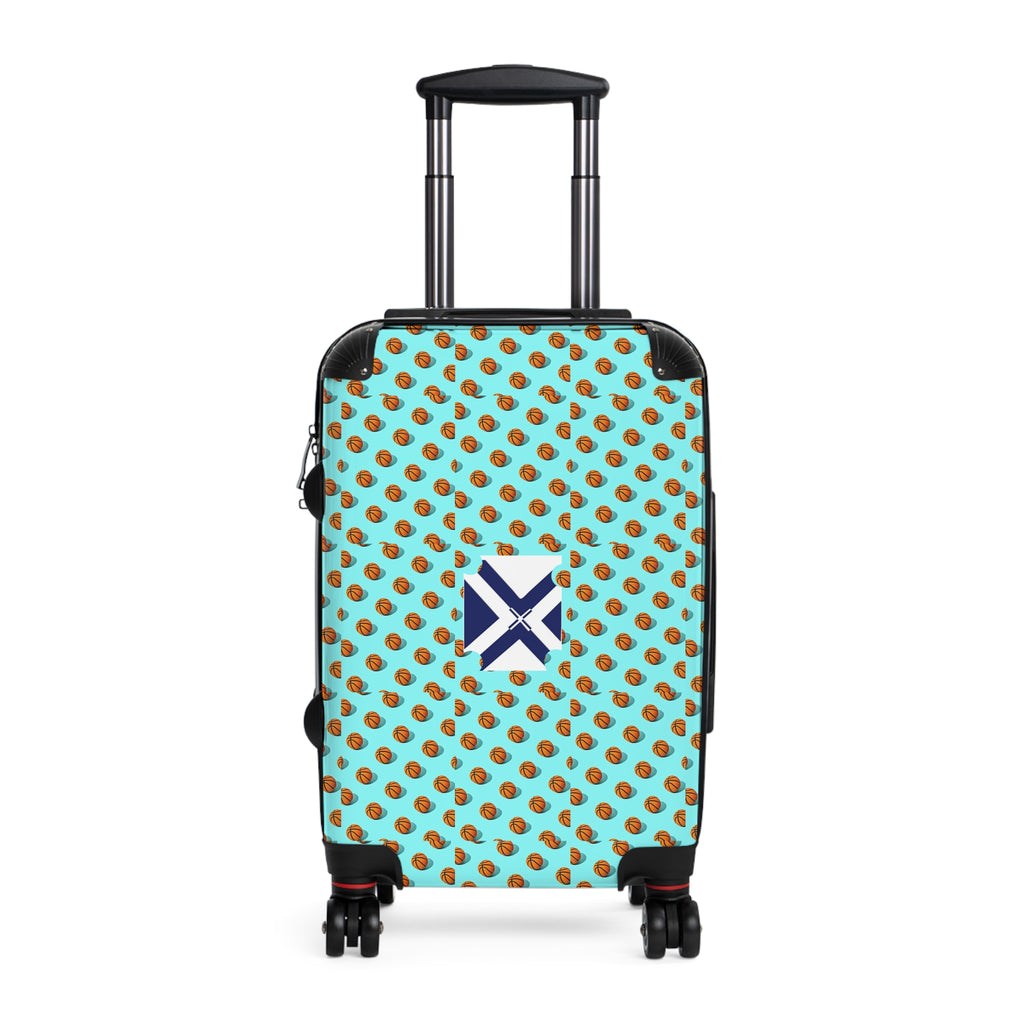 Pineapple Pattern Carry-On Suitcase — Tropical Aqua Luggage Cover with Monogram Window