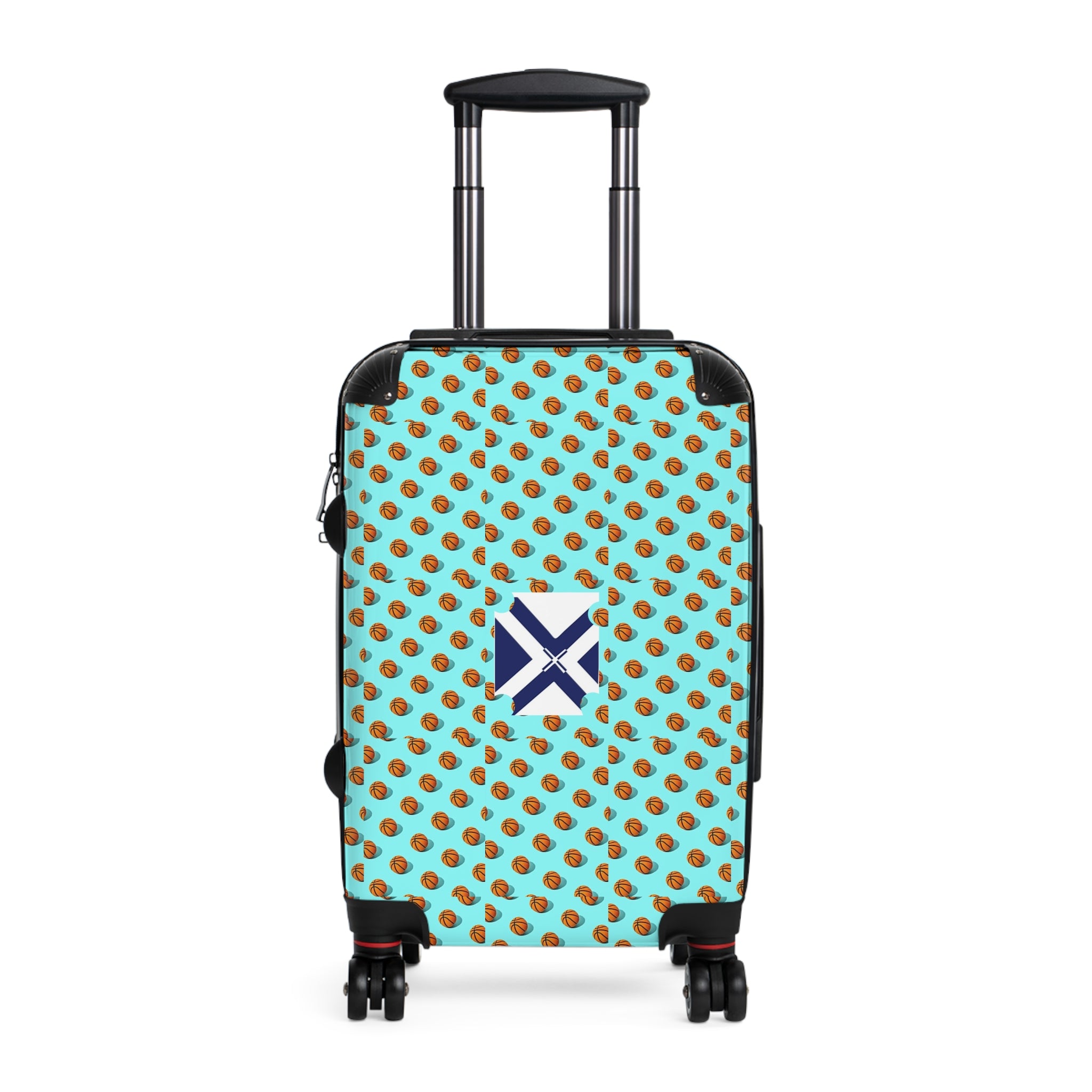 Pineapple Pattern Carry-On Suitcase — Tropical Aqua Luggage Cover with Monogram Window