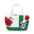 Green Rose Lunch Bag with Nautical Cross Accent — Insulated Floral Tote for Work & School