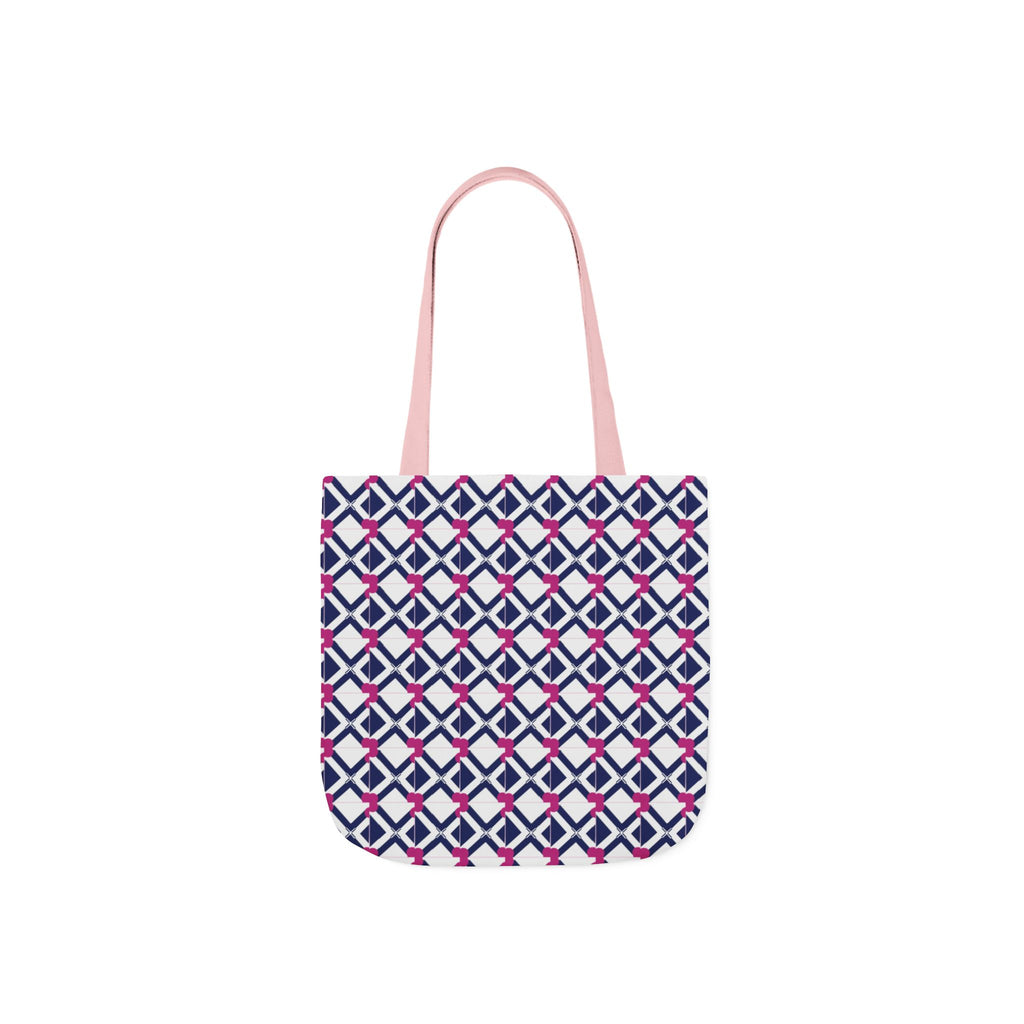 Geometric Navy & Pink Canvas Tote Bag