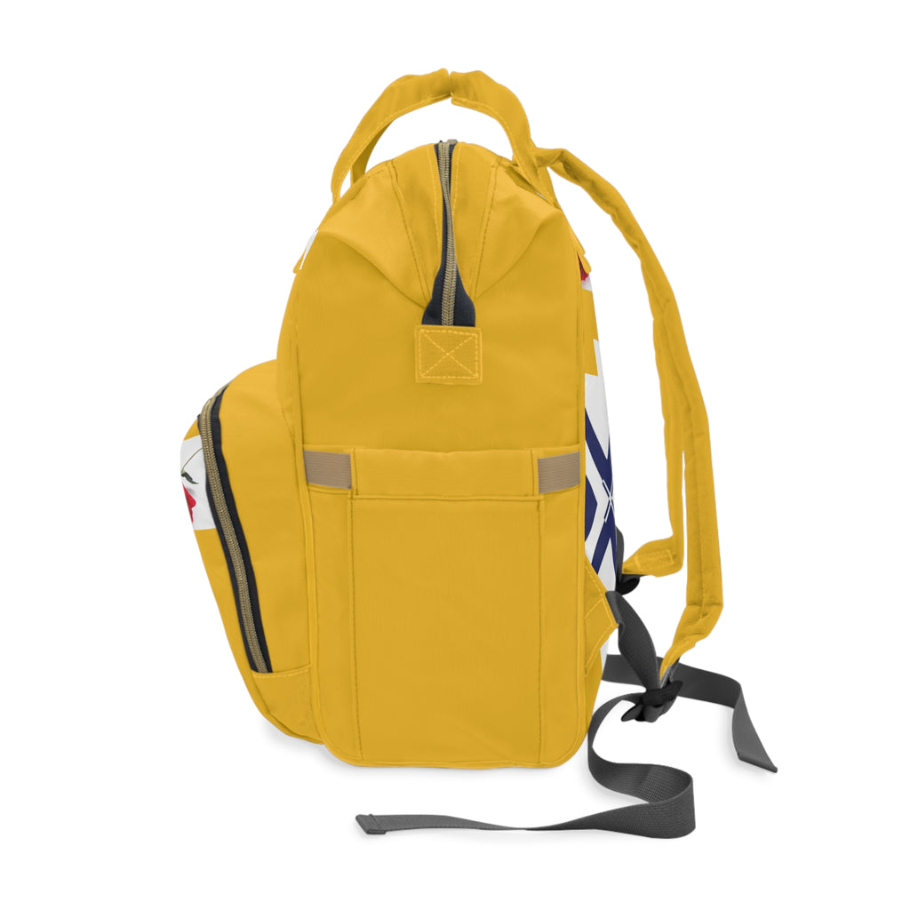Yellow Floral Diaper Backpack — Multifunctional Rose & XT Print