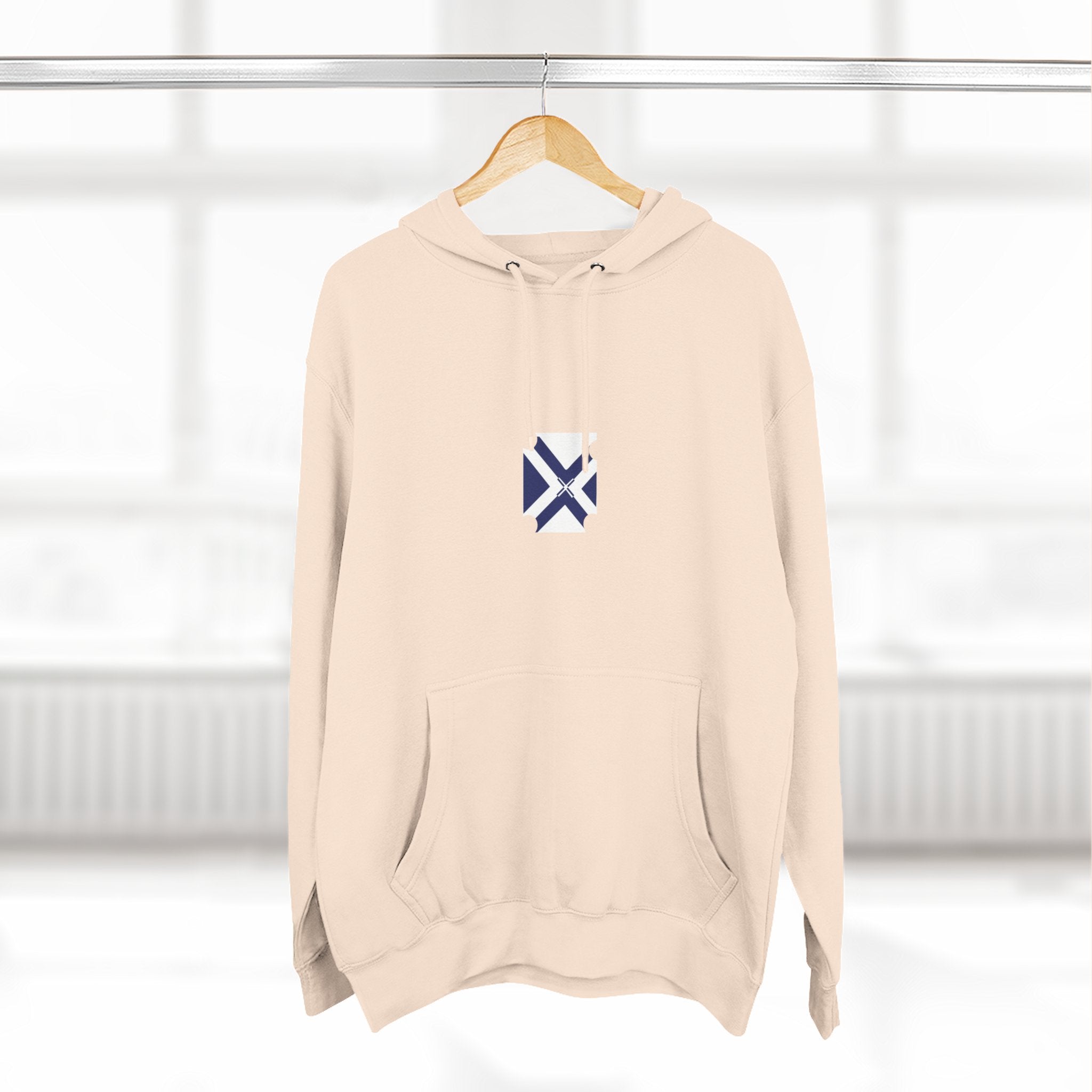 Minimalist Geometric Logo Hoodie — Small Center Chest Icon