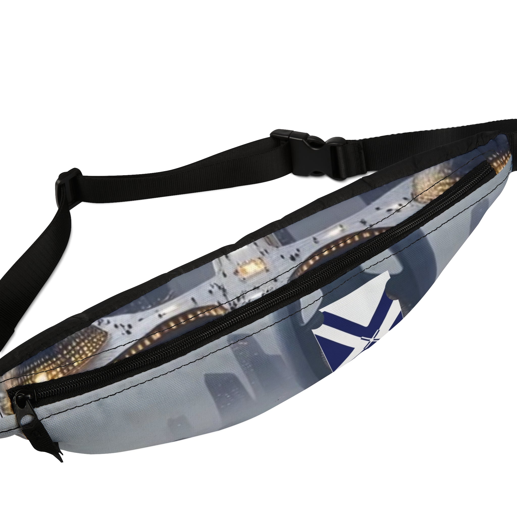 Urban Skyline Fanny Pack — Navy Cross Emblem Waist Bag