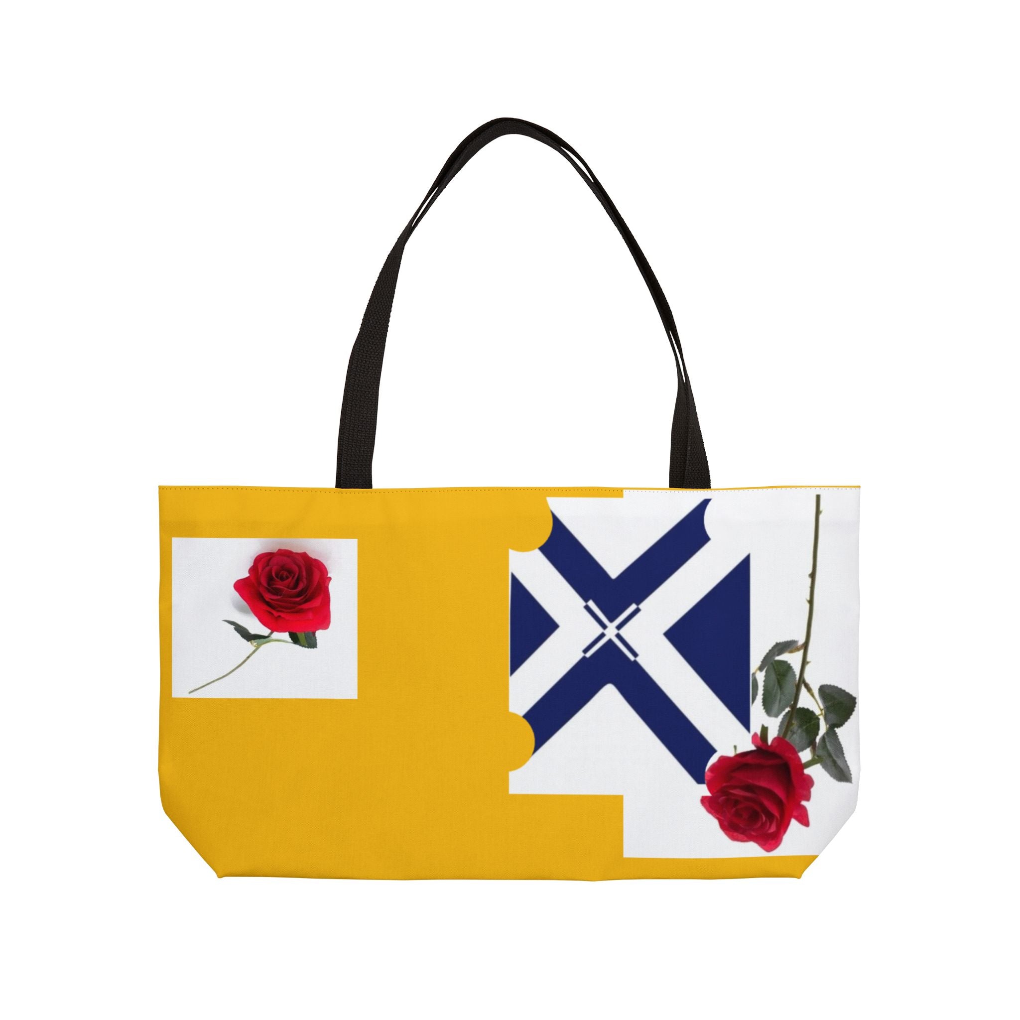 Rose & Heraldry Weekender Tote Bag — Gold Flag Floral Travel Bag