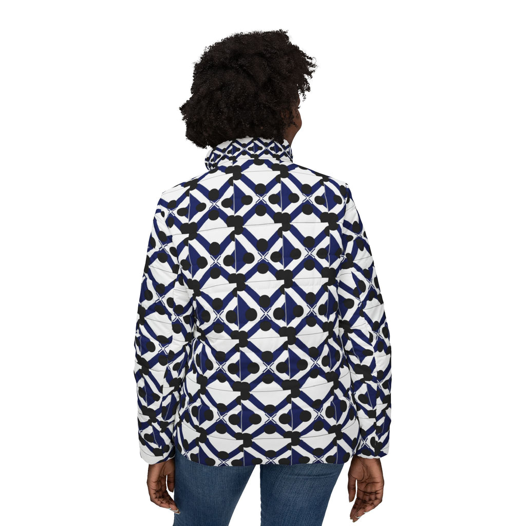 XT9 Puffer Jacket — Navy Geo Tile All-Over Print