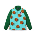 Basketball Pattern Women’s Puffer Jacket — Aqua Court Print