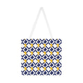 XT8 Navy & Mustard Geometric Shoulder Tote Bag — Patterned Market Bag