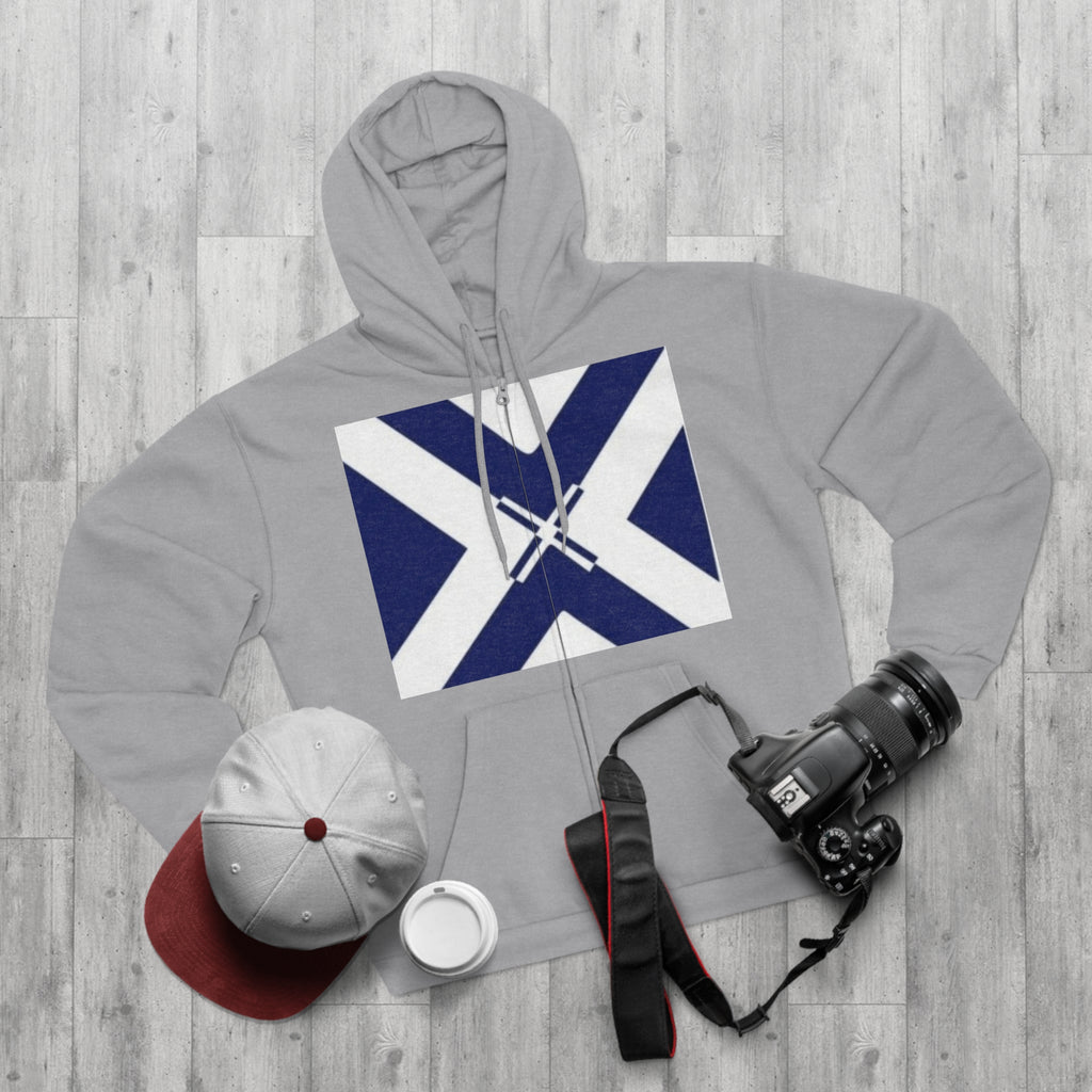 Stylish Unisex Hooded Zip Sweatshirt with Scottish Flag Design, Casual Wear, Perfect for Scotland Lovers, Holiday Gift, Cozy Layer