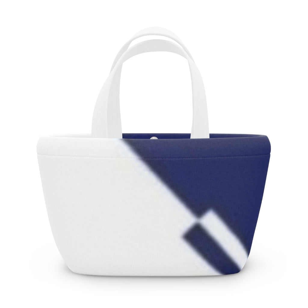 Navy Diagonal Stripe Insulated Lunch Bag