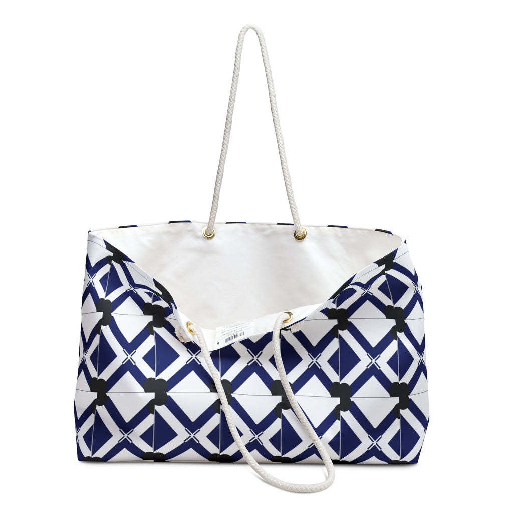 Navy xt Weekender Bag — Nautical Tile Travel Tote