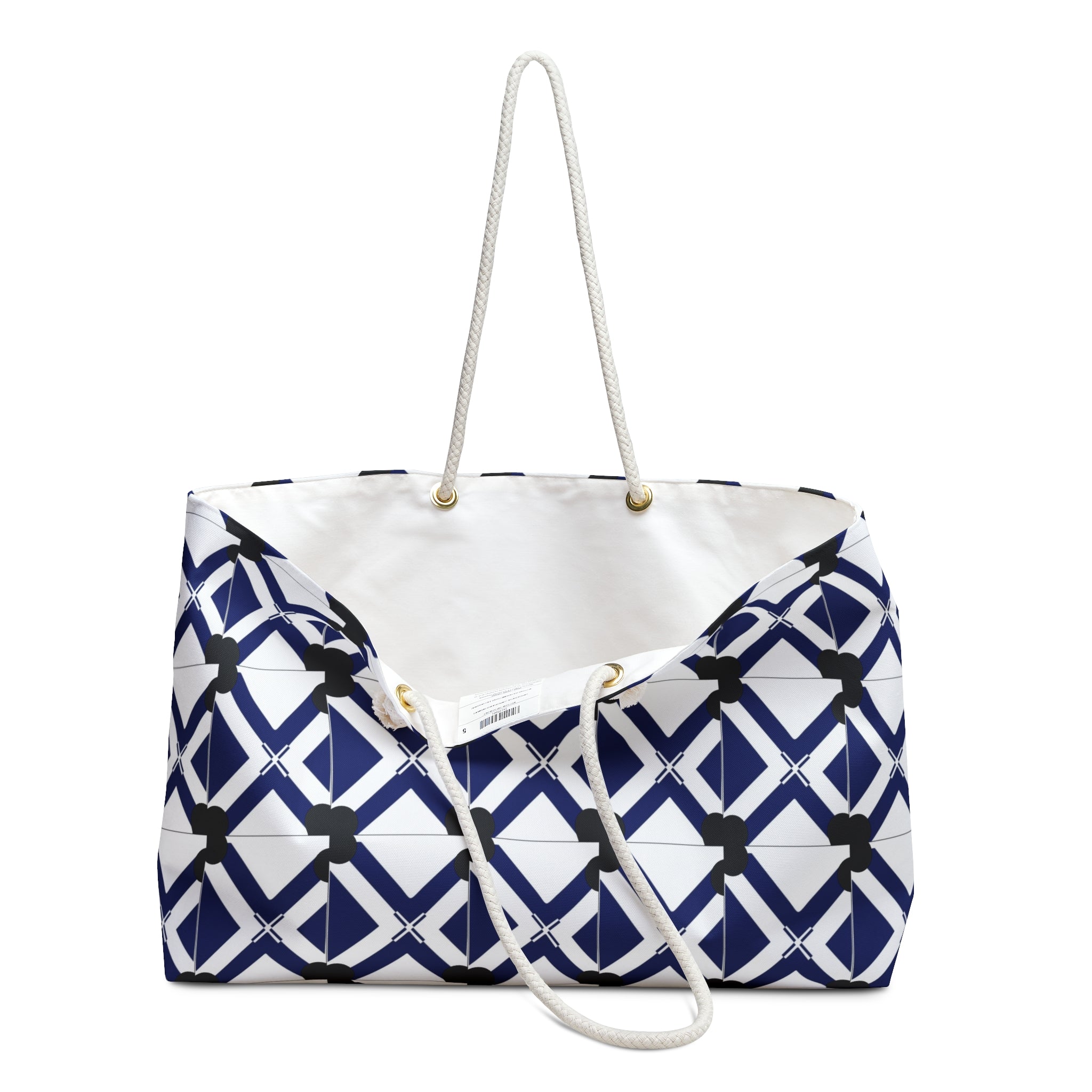 Navy xt Weekender Bag — Nautical Tile Travel Tote